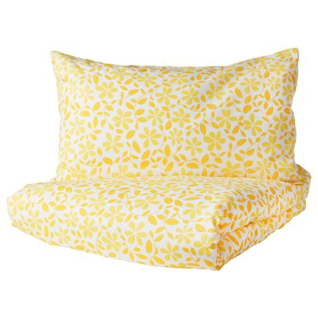 Пододеяльник и 2 наволочки ЮВЕЛЬБЛОММА, белый, желтый (200x200/50x70 см)