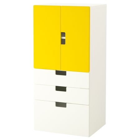 Комбинация для хранения с дверцами, ящиками СТУВА, белый, желтый (60x50x128 см)