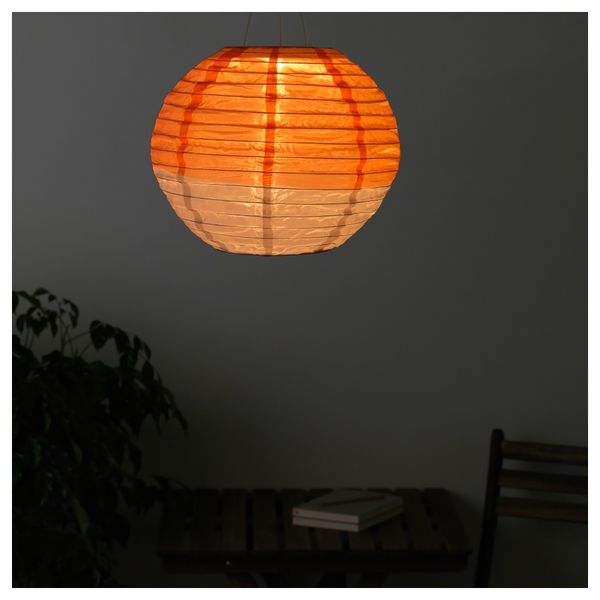 Подвесной светильник на солнечн батарея СОЛВИДЕН, шаровидный оранжевый, бежевый (30 см) - фото 3