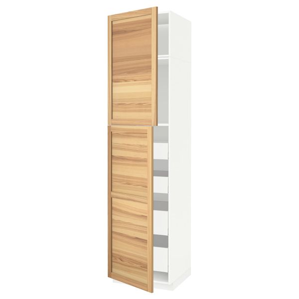 Высокий шкаф/2дверцы/4ящика, белый/Торхэмн ясень 60x60x240 см IKEA METOD МЕТОД / MAXIMERA МАКСИМЕРА 294.446.95 - фото 1