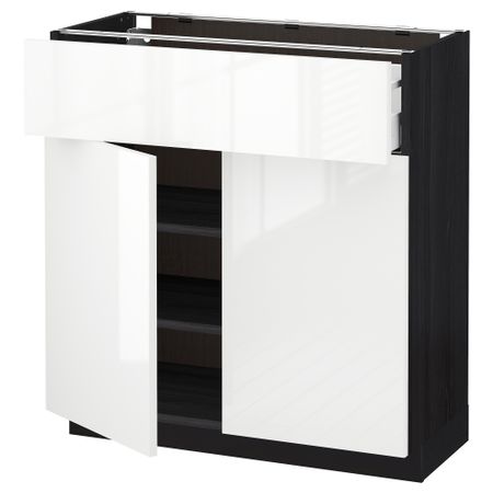Напольный шкаф + ящик, 2 дверцы МЕТОД / МАКСИМЕРА, черный, Рингульт белый