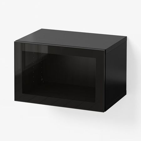 BESTÅ Комбинация настенных шкафов - черно-коричневый/Glassvik чёрный 60x42x38 см