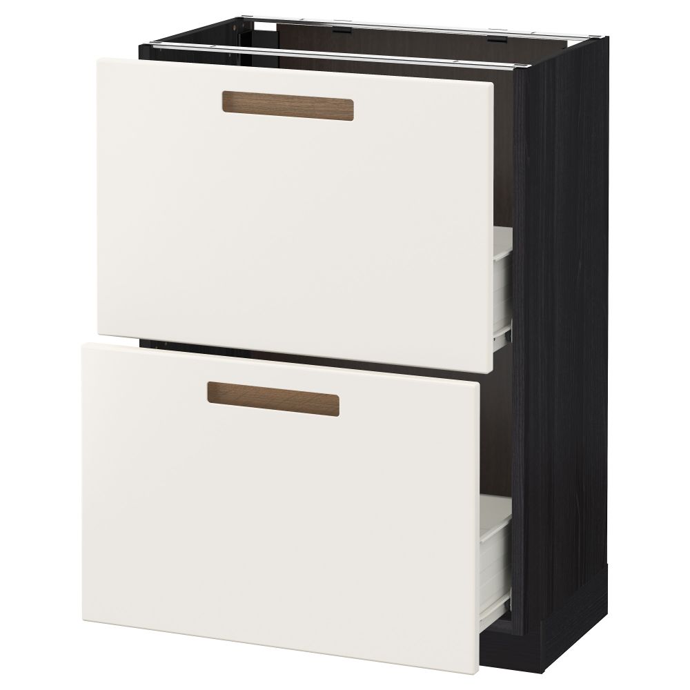 Напольный шкаф с 2 ящиками МЕТОД / ФОРВАРА, черный, Мэрста белый - схема-чертеж с размерами