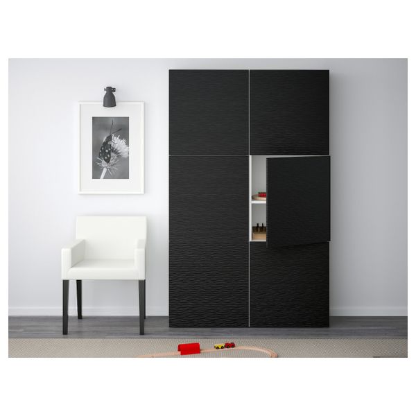 Комбинация для хранения с дверцами, белый, Лаксвикен черный 120x40x192 см IKEA БЕСТО 192.471.53 - фото 3