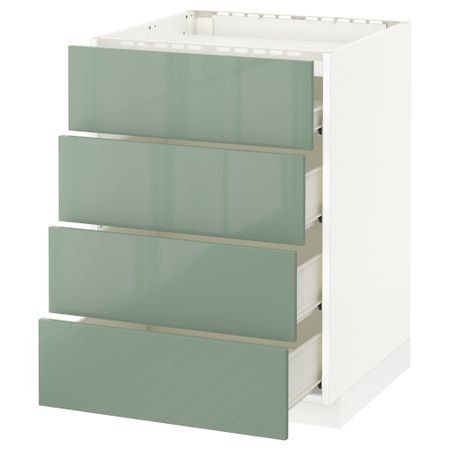 Напольный шкаф, 4 фронтальных панели, 4 ящика МЕТОД / ФОРВАРА, белый, Калларп светло-зеленый