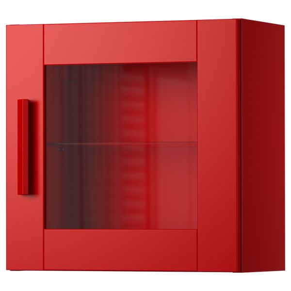 Навесной шкаф со стеклянной дверью БРИМНЭС, красный (39x39 см) - фото 1