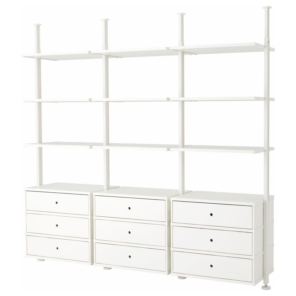Открытая комбинация для хранения, белый 258x51x222-350 см IKEA ELVARLI ЭЛВАРЛИ 392.029.88 - фото 1