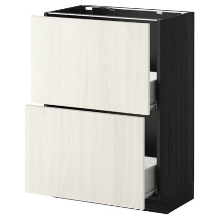 Напольный шкаф с 2 ящиками МЕТОД / ФОРВАРА, черный, Росдаль белый