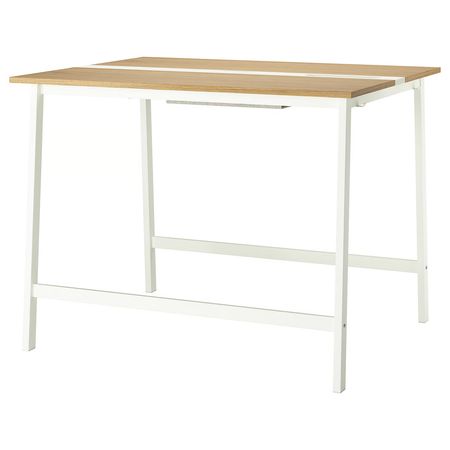 MITTZON Конференц-стол - дубовый шпон/белый 140x108x105 см