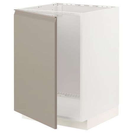 METOD Напольный шкаф для мойки - белый/Upplöv матовый темно-бежевый 60x60 см