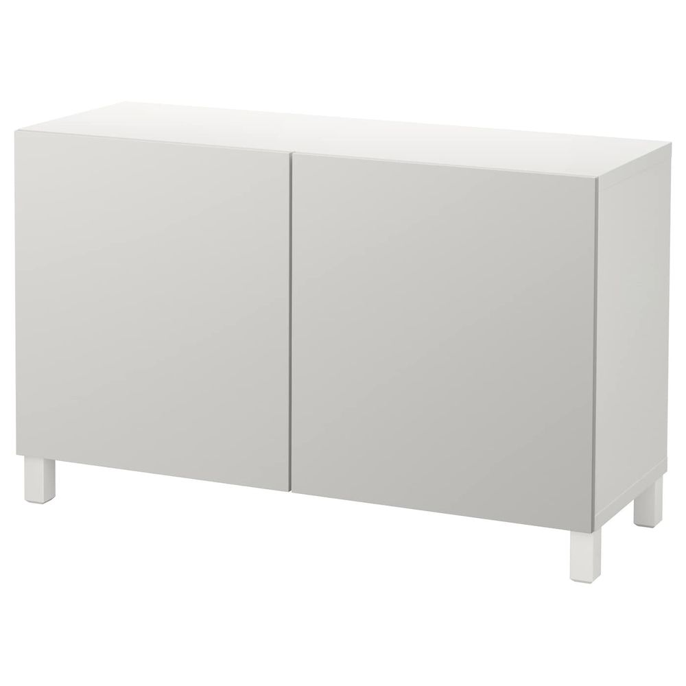 Комбинация для хранения с дверцами, белый/Лаппвикен светло-серый 120x40x74 см IKEA БЕСТО 692.466.41 - фото 1