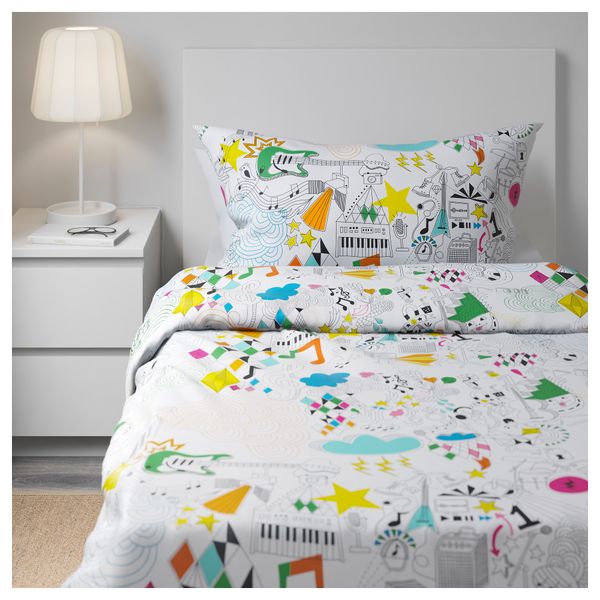 Пододеяльник и 1 наволочка СИЛЬВЕРОГА, белый, разноцветный (150x200/50x70 см) - фото 2