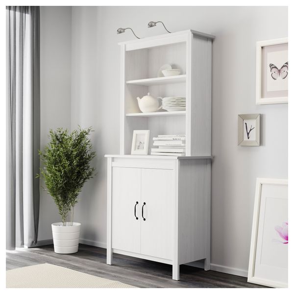 Высокий шкаф с дверцей БРУСАЛИ, белый (80x190 см) - фото 2