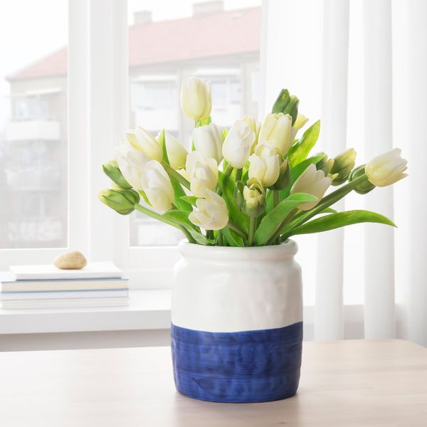 Ваза, керамика белый, синий 18 см IKEA GODTAGBAR ГОДТАГБАР 104.367.42 - фото 3