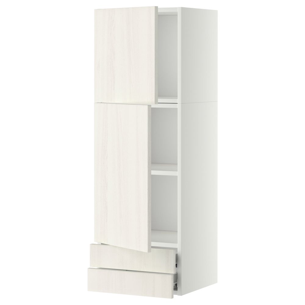 Навесной шкаф, 2 дверцы, 2 ящика МЕТОД / ФОРВАРА, белый, Росдаль белый - схема-чертеж с размерами