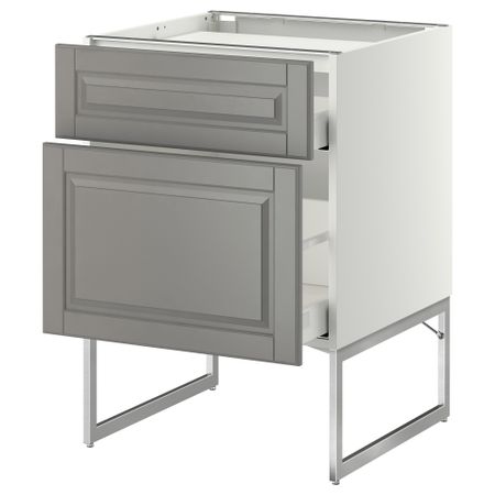 Напольный шкаф, 2 фронтальных панели, 3 ящика МЕТОД / МАКСИМЕРА, белый, Будбин серый