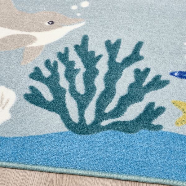 Ковер, орнамент «обитатели океана», разноцветный, 133x133 см IKEA BLÅVINGAD 805.283.66 - фото 7