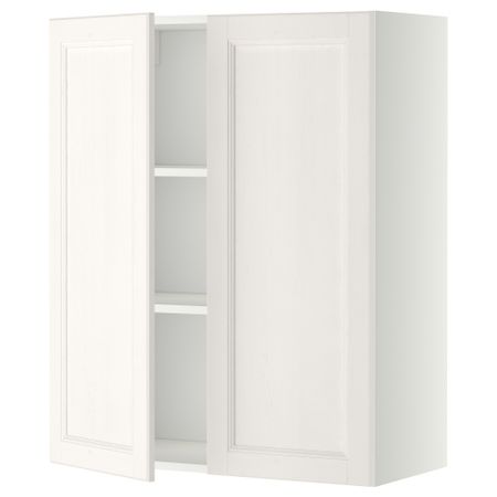 Навесной шкаф с полками, 2 дверцы МЕТОД, белый, Лаксарби белый