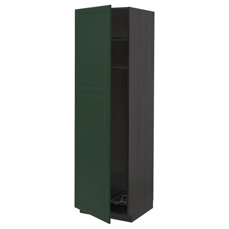 Высокий шкаф с полками, проволочные корзин, черный/Будбин темно-зеленый 60x60x200 см IKEA МЕТОД 693.146.73