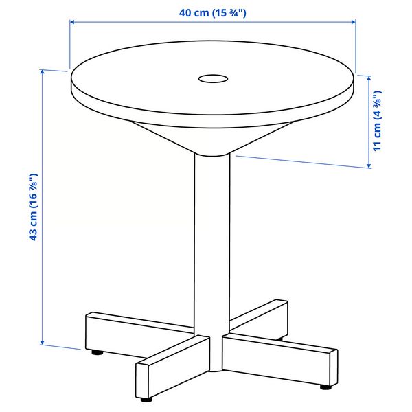 GRIMSARBO ГРИМСАРБО Придиванный столик - сосновая фанера/чёрный - схема-чертеж с размерами