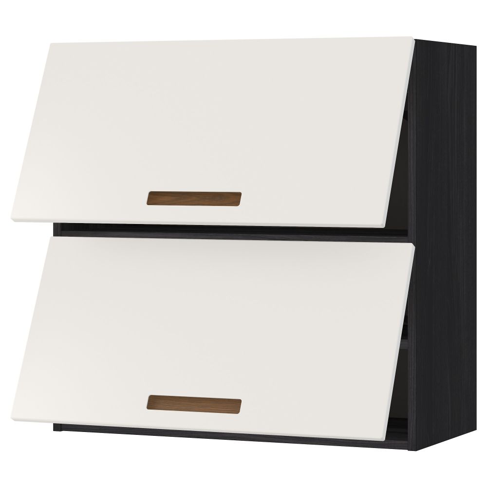 Навесной шкаф, 2 дверцы, горизонтальный МЕТОД, черный, Мэрста белый - схема-чертеж с размерами