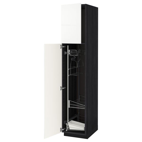 Высокий шкаф с отделением для аксессуаров, для уборки МЕТОД, черный, Рингульт белый - схема-чертеж с размерами