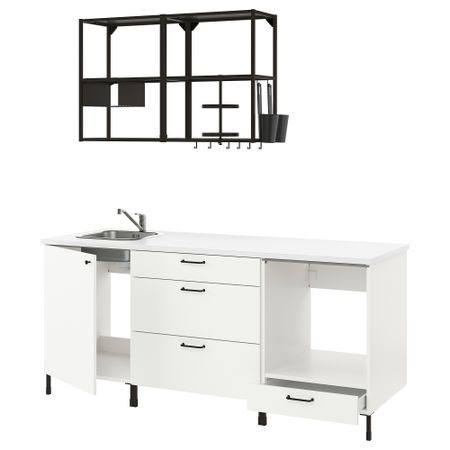 Кухня, антрацит, белый, 203x63.5x222 см IKEA BEGIVENHET БЕГИВЕНХЕТ 493.373.12