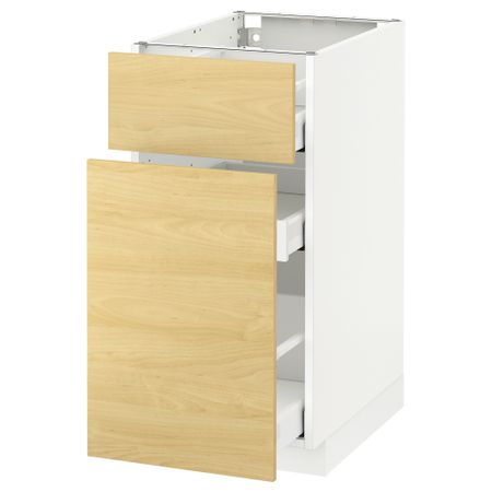 Напольный шкаф, выдвижной секцией, ящик МЕТОД / МАКСИМЕРА, белый, Тингсрид береза