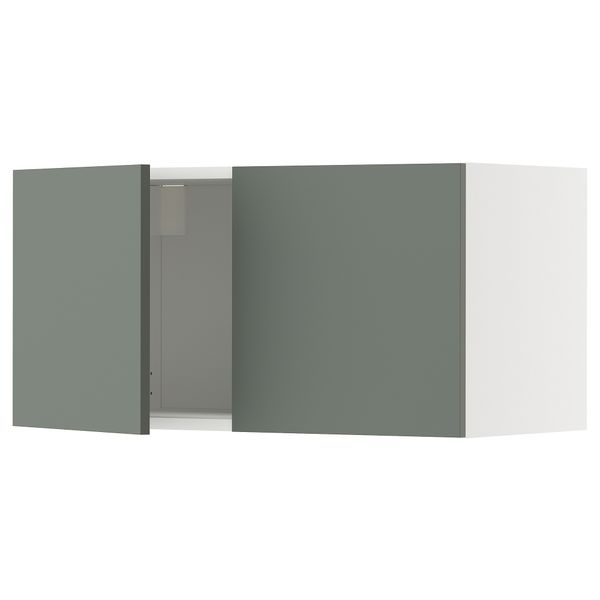 Навесной шкаф с 2 дверцами, белый, Nickebo матовый серо-зеленый, 80x40 см IKEA METOD МЕТОД 695.659.25 - фото 1
