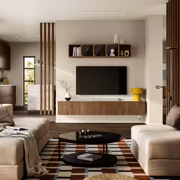 BESTÅ Тумба под ТВ, с дверцами - белый/Lappviken под грецкий орех 240x42x38 см - фото 2