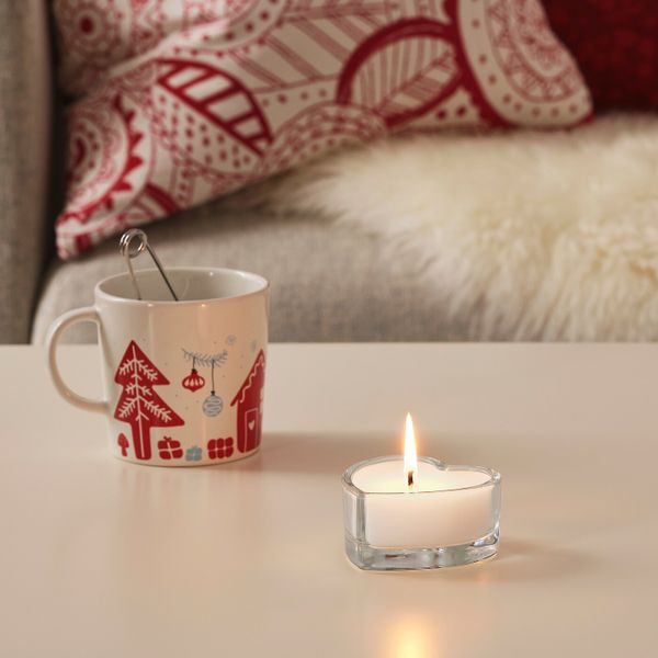 Неароматическая свеча в стекло подсвечн, сердце, прозрачное стекло, 4 см IKEA ВИНТЕРФЕСТ 604.322.04 - схема-чертеж с размерами