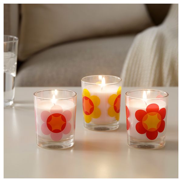 Неароматическая свеча в стекло подсвечн СОММАР 2019, цветок (8 см 3 шт) - схема-чертеж с размерами