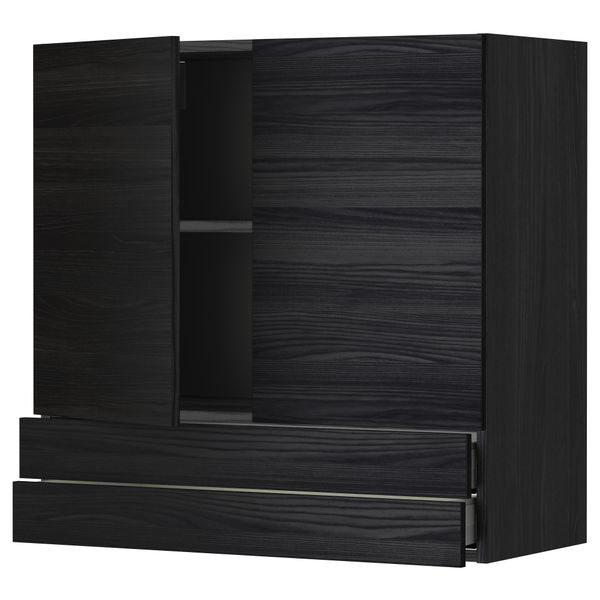 Навесной шкаф, 2 дверцы, 2 ящика МЕТОД / МАКСИМЕРА, черный, Тингсрид черный - фото 1