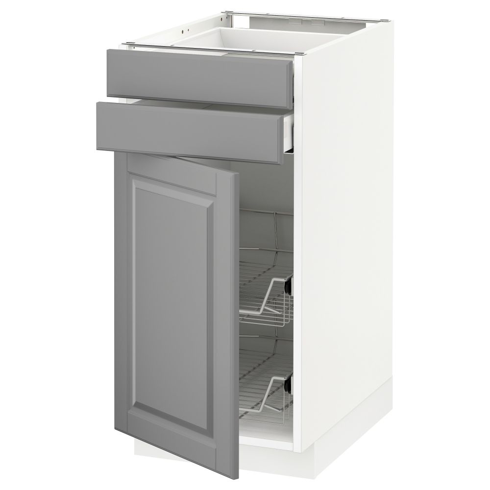 Напольный шкаф, дверца, 2 ящика, проволочных корзин МЕТОД / МАКСИМЕРА, белый, Будбин серый - схема-чертеж с размерами