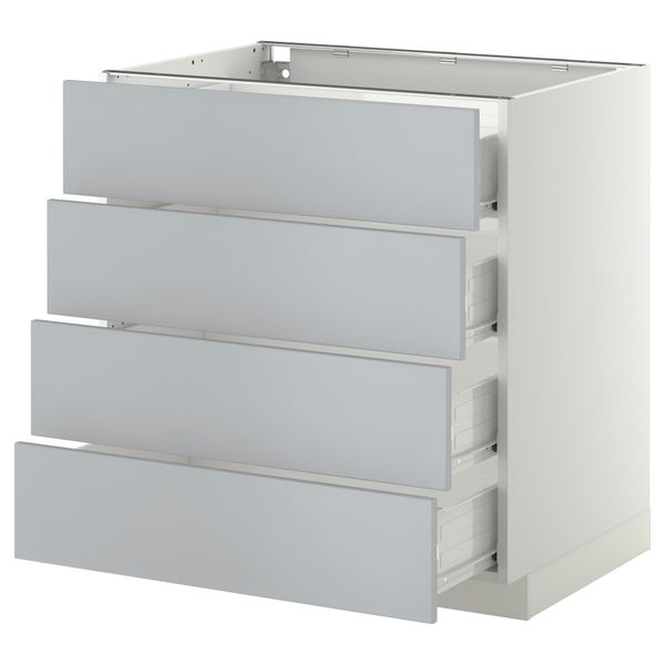 Напольный шкаф 4 фронтальных панели, 4 ящика МЕТОД / ФОРВАРА, белый, Веддинге серый - схема-чертеж с размерами