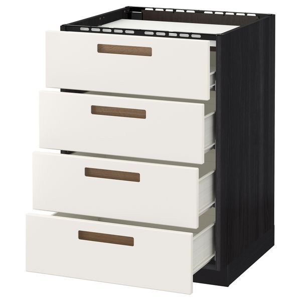 Напольный шкаф, 4 фронтальных панели, 4 ящика МЕТОД / ФОРВАРА, черный, Мэрста белый - фото 1