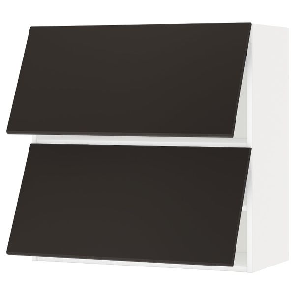 Навесной шкаф, 2 дверцы, горизонтал, белый/Кунгсбакка антрацит 80x80 см IKEA METOD МЕТОД 093.923.72 - фото 1
