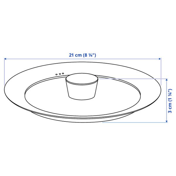 Крышка, стекло 21 см IKEA KLOCKREN КЛОКРЕН 904.491.99 - схема-чертеж с размерами