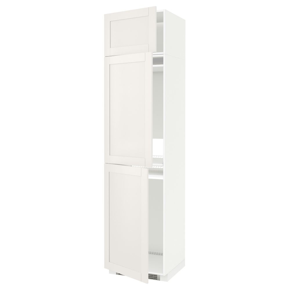Высокий шкаф для холодильника или морозильника, с 3 дверями МЕТОД, белый, Сэведаль белый (60x60x240 см) - схема-чертеж с размерами