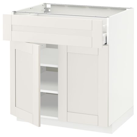 Напольный шкаф + ящик/2дверцы, белый/Сэведаль белый 80x60 см IKEA METOD МЕТОД / MAXIMERA МАКСИМЕРА 492.384.54