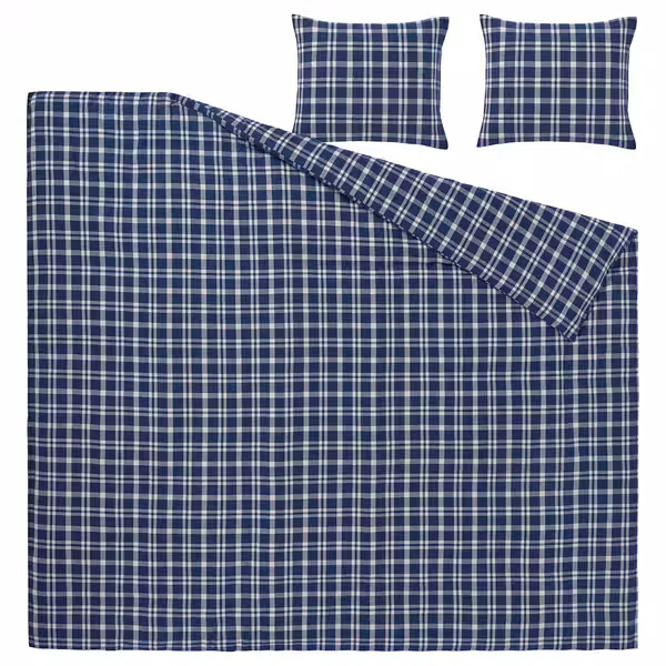 TORNTUSS Пододеяльник и 2 наволочки - темно-синий/клетка 240x220/50x60 см - схема-чертеж с размерами