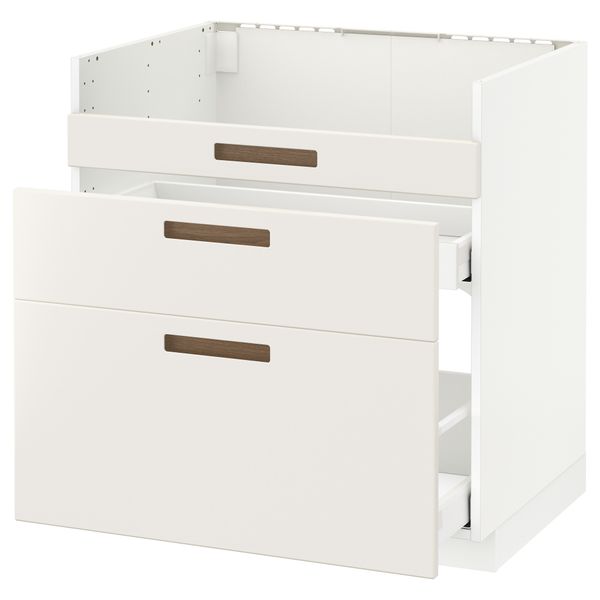 Напольный шкаф под мойку ДУМШЁ, 3 фасада, 2 ящика МЕТОД / МАКСИМЕРА, белый, Мэрста белый - схема-чертеж с размерами