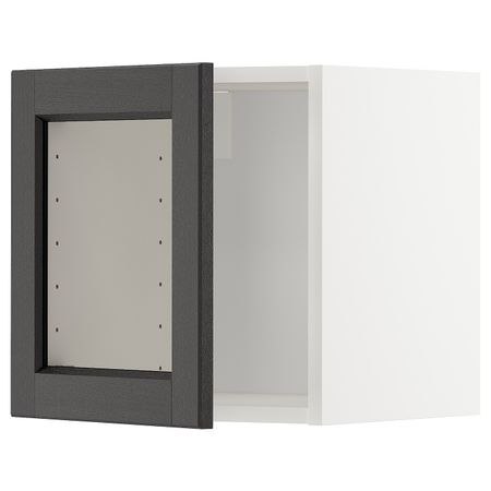 Навесной шкаф со стеклянной дверью, белый/Лерхюттан черная морилка 40x40 см IKEA METOD МЕТОД 892.584.02