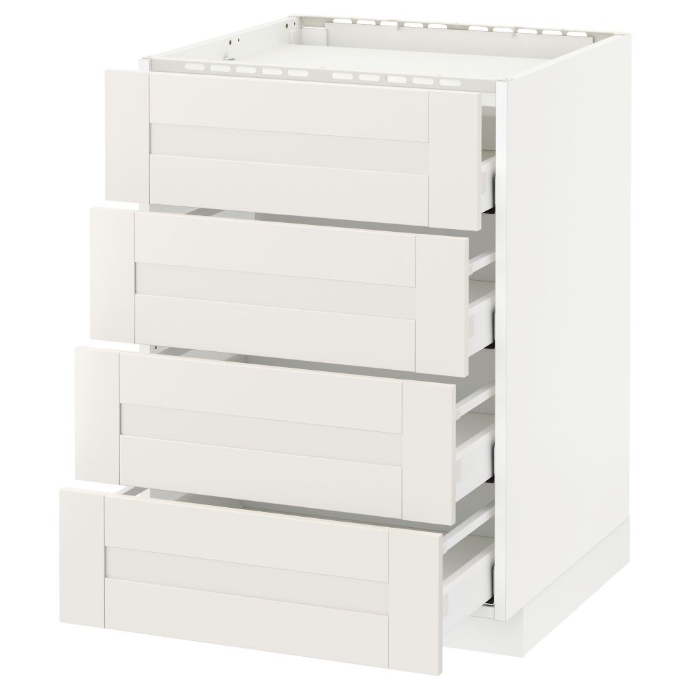 Напольный шкаф, 4 фронтальных панели, 4 ящика МЕТОД / МАКСИМЕРА, белый, Сэведаль белый - схема-чертеж с размерами
