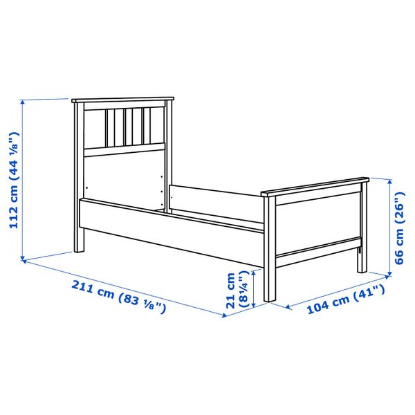 Каркас кровати, черно-коричневый/Леирсунд 90x200 см IKEA HEMNES ХЕМНЭС 492.108.03 - схема-чертеж с размерами