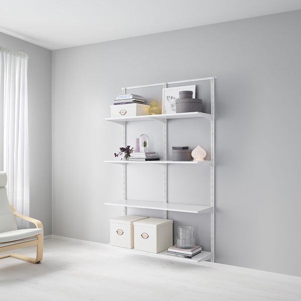 Настенная шина/полки, белый 132x41x199 см IKEA АЛЬГОТ 192.302.37 - фото 1