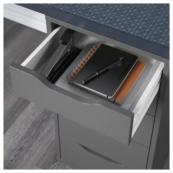 Стол ЛИННМОН / АЛЕКС, геометрический синий, черный (120x60 см) - фото 3