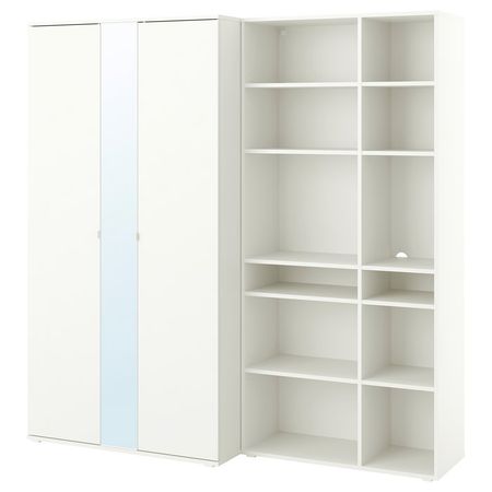 VIHALS Гардероб, комбинация - белый/зеркальное стекло 200x57x200 см