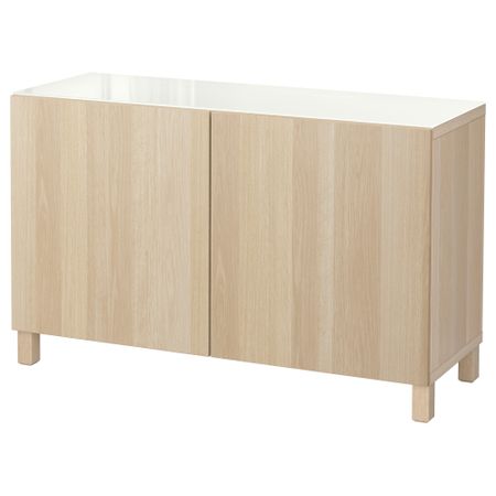 Комбинация для хранения с дверцами БЕСТО, под беленый дуб, Лаппвикен под беленый дуб (120x40x74 см)