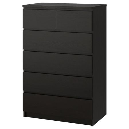 Комод с 6 ящиками, черно-коричневый 80x123 см IKEA MALM МАЛЬМ 503.685.95